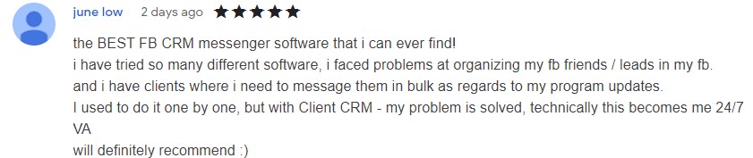 Customer testimonial