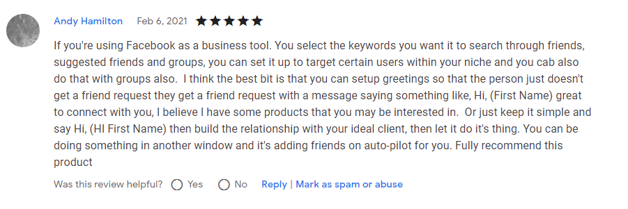 Customer testimonial